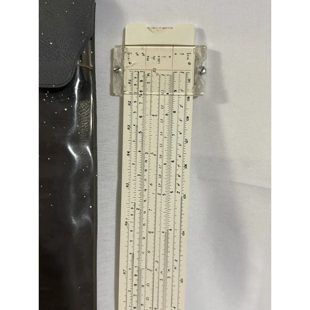 Sterling No 594 Slide Rule 1965 Decimal Trig Log w/ Case Manual USA